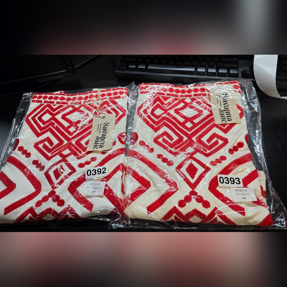 Savanna Jane White Mini Skirt with Red Geometric Embroidery - Picture 4 of 10
